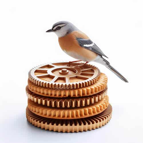 Vogel sitzt auf den Cokkie Einstellungen